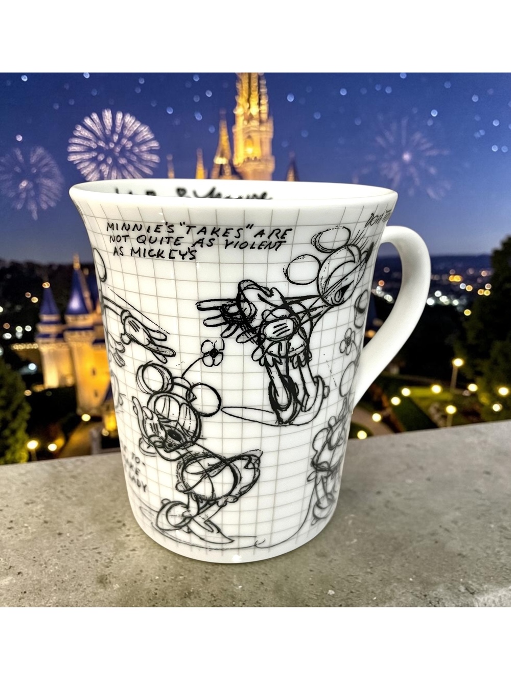 Disney Minnie Mouse Sketch Coffee Mug Black White NWT R Squared Zrike